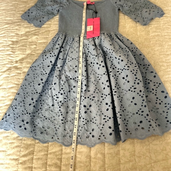 NWT Betsy Johnson Endless Sky Blue Eyelet Mini Dress Size: S JM108890 - Picture 4 of 5